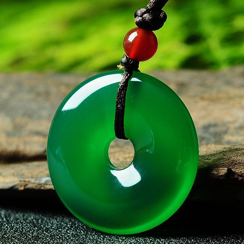 Green Jade Disk Necklace - Attract Positivity & Harmony - Buddha & Karma