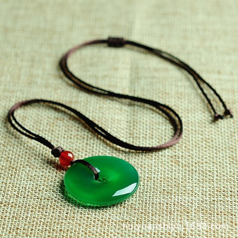 Green Jade Disk Necklace - Attract Positivity & Harmony - Buddha & Karma