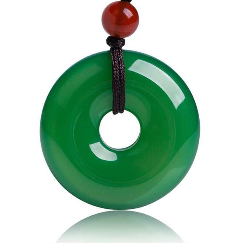 Green Jade Disk Necklace - Attract Positivity & Harmony - Buddha & Karma