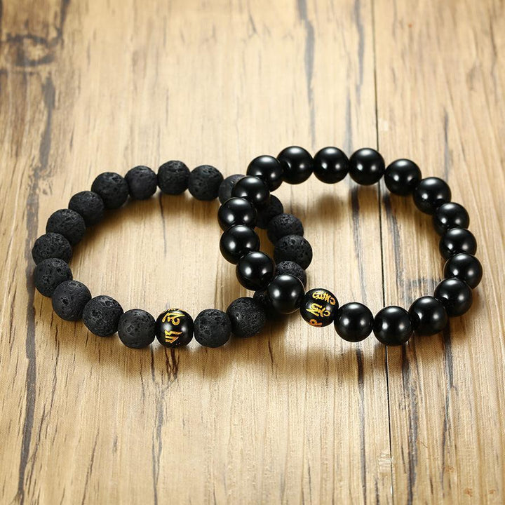 Grounding Agate and Lava Stone Bracelet Set - Buddha & Karma