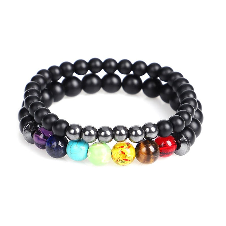 Hematite Chakra Bracelet Set - Inspire Wellness & Health - Buddha & Karma