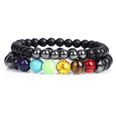 Hematite Chakra Bracelet Set - Inspire Wellness & Health - Buddha & Karma