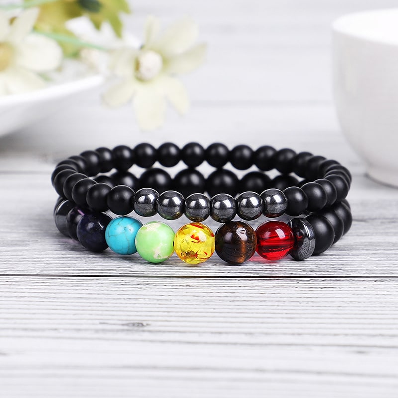 Hematite Chakra Bracelet Set - Inspire Wellness & Health - Buddha & Karma