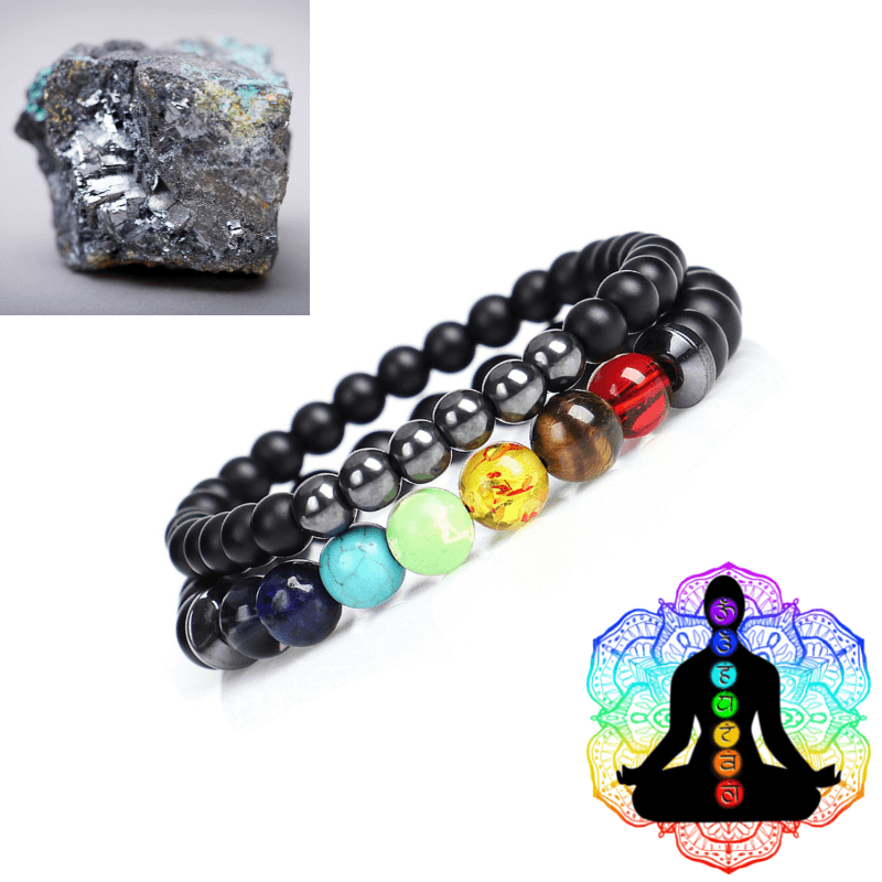 Hematite Chakra Bracelet Set - Inspire Wellness & Health - Buddha & Karma