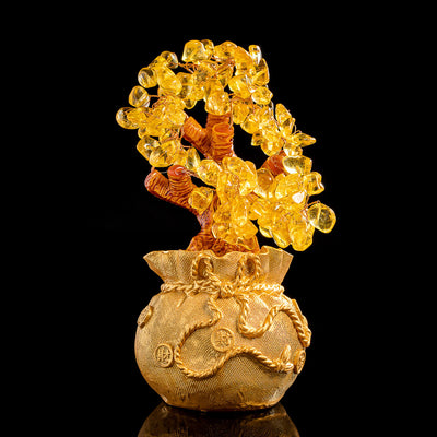 Citrine Money Tree for Prosperity -  Feng Shui Gemstone Ornament - Buddha & Karma