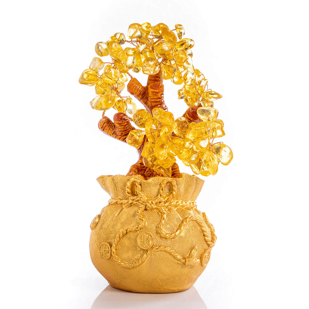 Citrine Money Tree for Prosperity -  Feng Shui Gemstone Ornament - Buddha & Karma