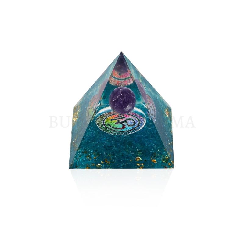 Amethyst Orgonite Pyramid - Orgone Energy Generator - Buddha & Karma