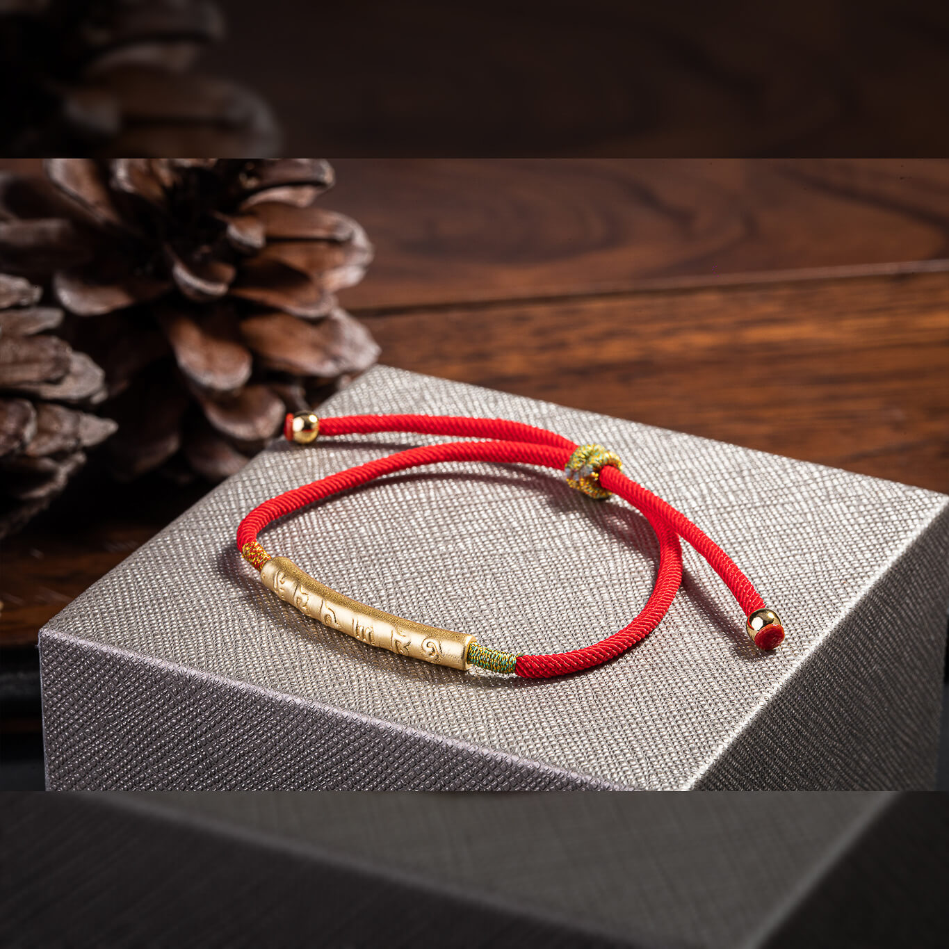 Tibetan Red String Bracelet - Buddhist Lucky Charm - Buddha & Karma