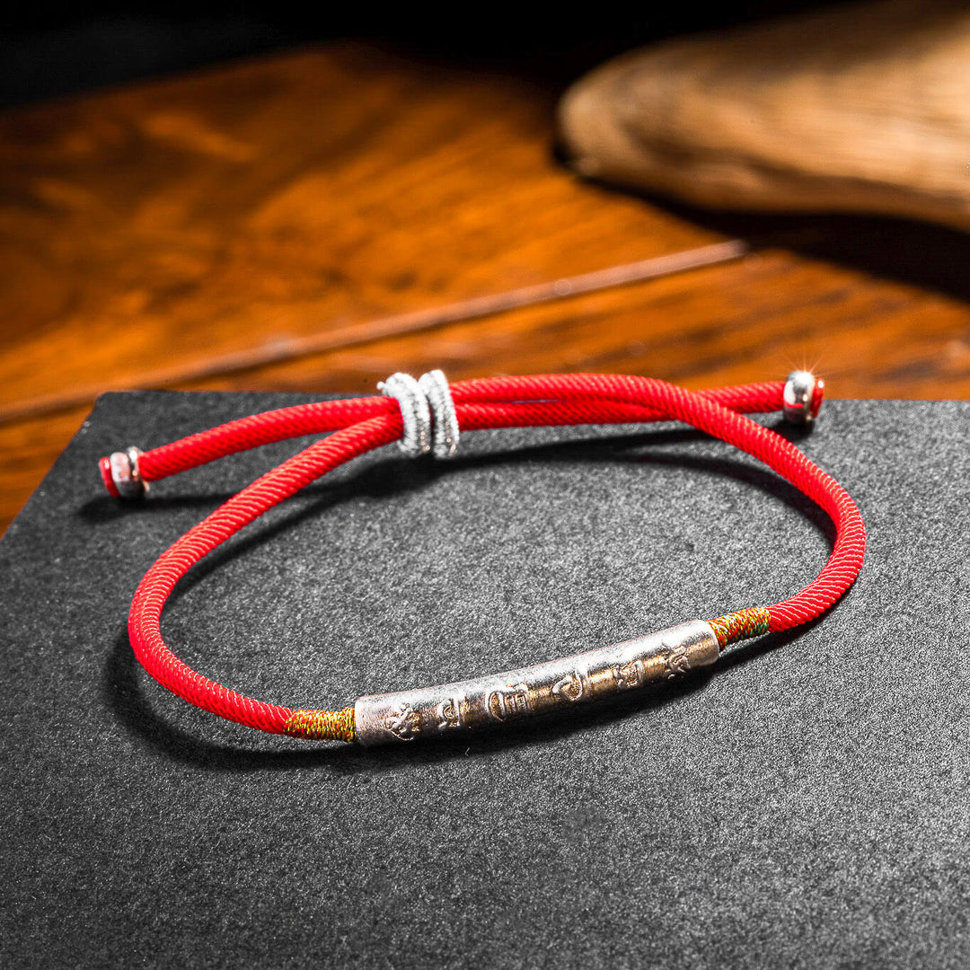 Tibetan Red String Bracelet - Buddhist Lucky Charm - Buddha & Karma