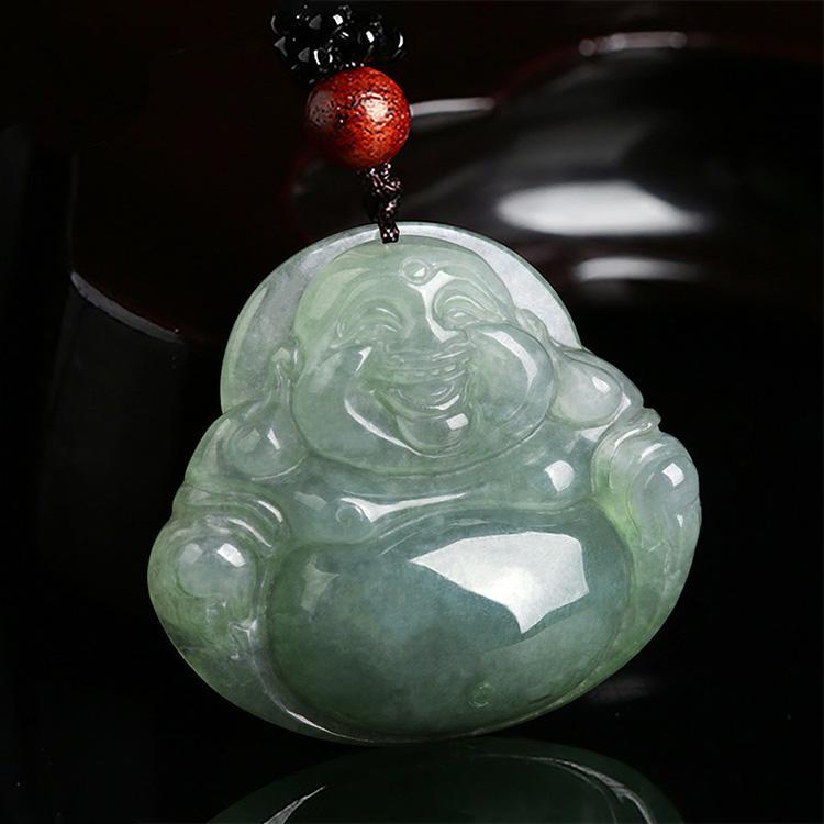 Jade Laughing Buddha Necklace - Promote Happiness & Good Luck - Buddha & Karma