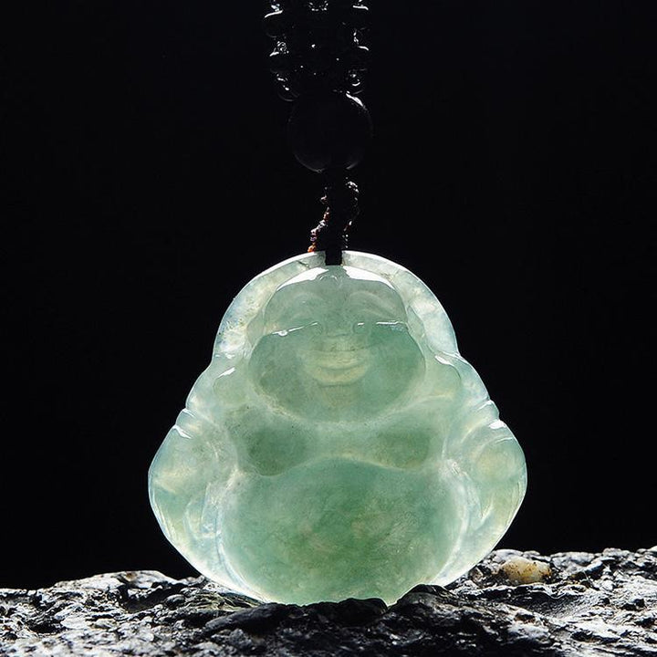 Jade Laughing Buddha Necklace - Promote Happiness & Good Luck - Buddha & Karma