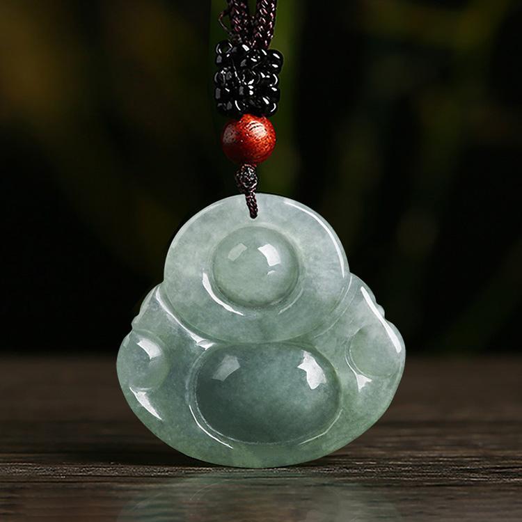 Jade Laughing Buddha Necklace - Promote Happiness & Good Luck - Buddha & Karma