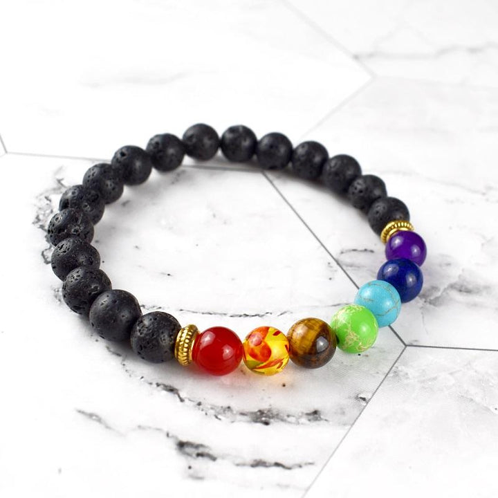 7 Chakra Lava Stone Bracelet - Essential Oil Diffuser - Buddha & Karma