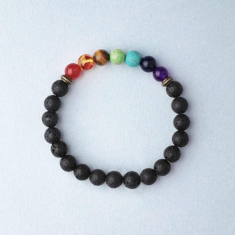 7 Chakra Lava Stone Bracelet - Essential Oil Diffuser - Buddha & Karma