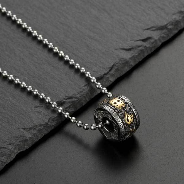 Titanium Steel Buddhist Mantra Necklace - Six True Words - Buddha & Karma