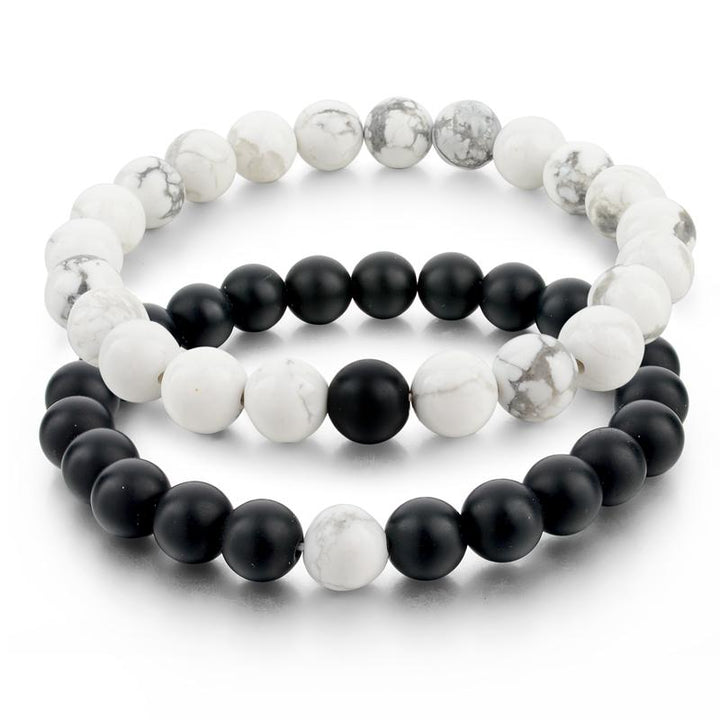 Black & White Distance Bracelets Bundle - For Couples - Buddha & Karma