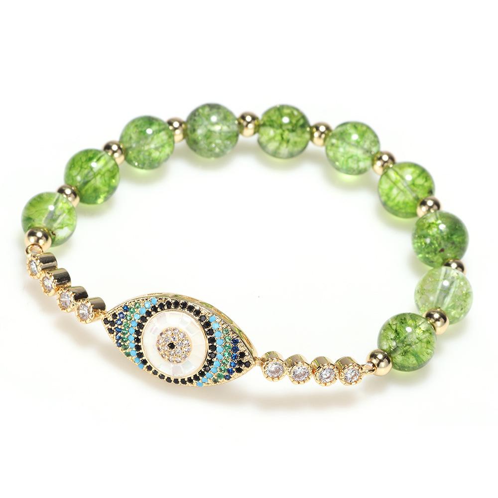 Natural Peridot Evil Eye Bracelet - Buddha & Karma