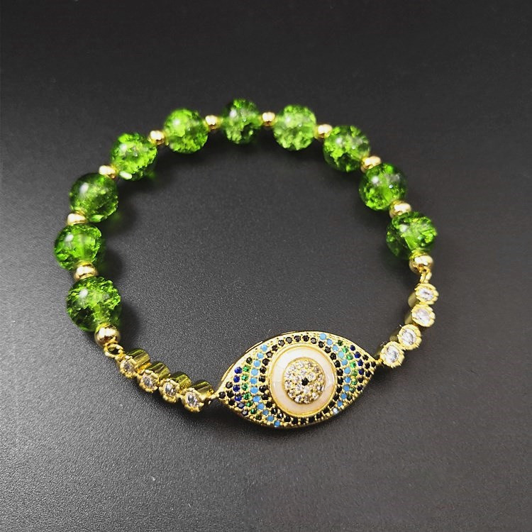 Natural Peridot Evil Eye Bracelet - Buddha & Karma