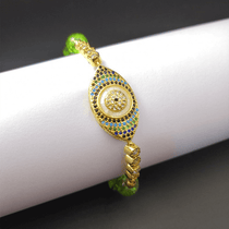 Natural Peridot Style Evil Eye Bracelet - Buddha & Karma