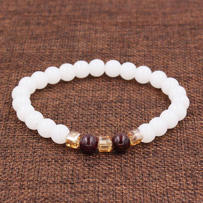 White Chalcedony Positivity Bracelet - Positivity & Harmony - Buddha & Karma