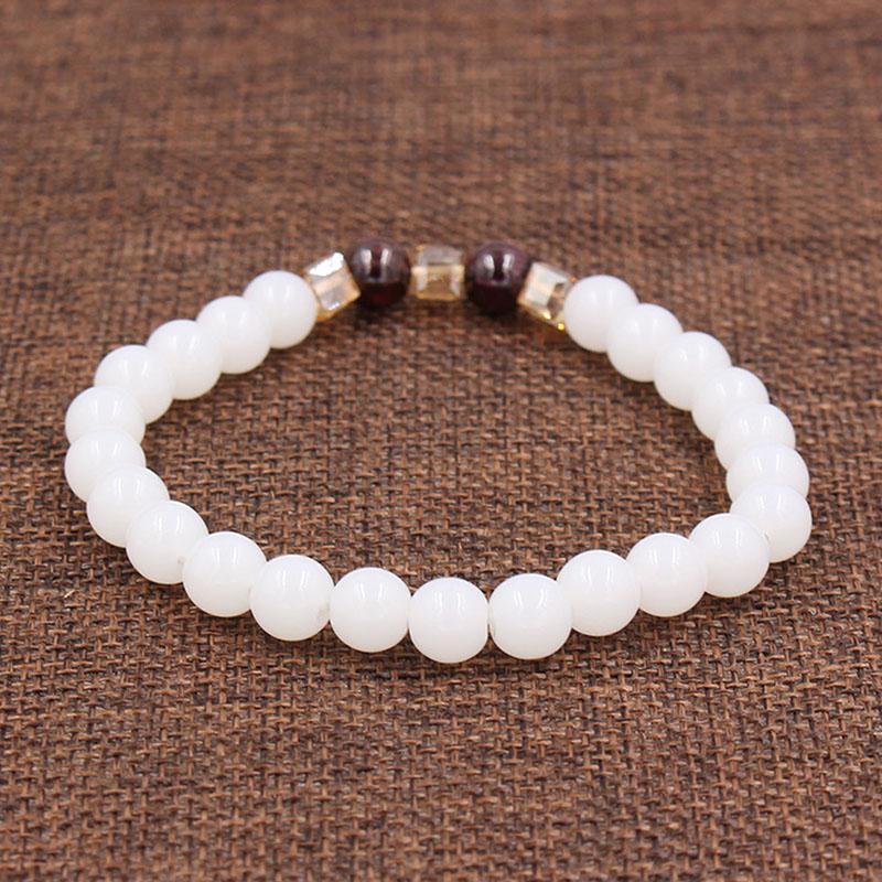 Natural White Chalcedony Positivity Bracelet - Positivity & Harmony - Buddha & Karma