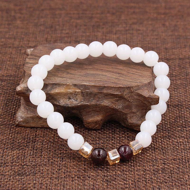 Natural White Chalcedony Positivity Bracelet - Positivity & Harmony - Buddha & Karma