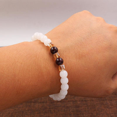 Natural White Chalcedony Positivity Bracelet - Positivity & Harmony - Buddha & Karma