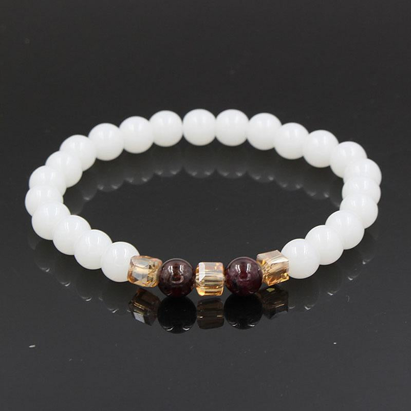 Natural White Chalcedony Positivity Bracelet - Positivity & Harmony - Buddha & Karma