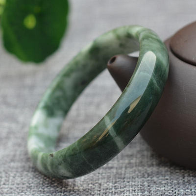 Pure Jade Bangle Bracelet - Healing & Protecting - Buddha & Karma