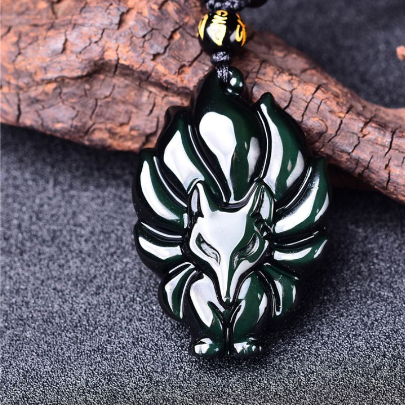 Nine-Tailed Fox Rainbow Obsidian Necklace - Love & Fidelity - Buddha & Karma