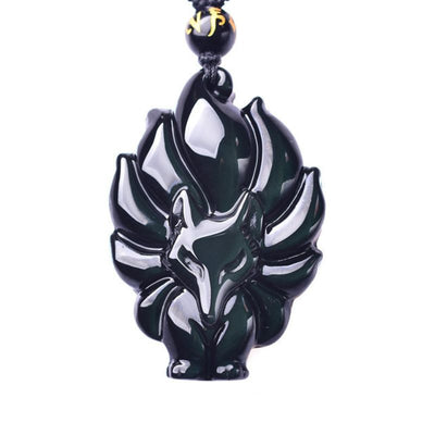 Nine-Tailed Fox Rainbow Obsidian Necklace - Love & Fidelity - Buddha & Karma