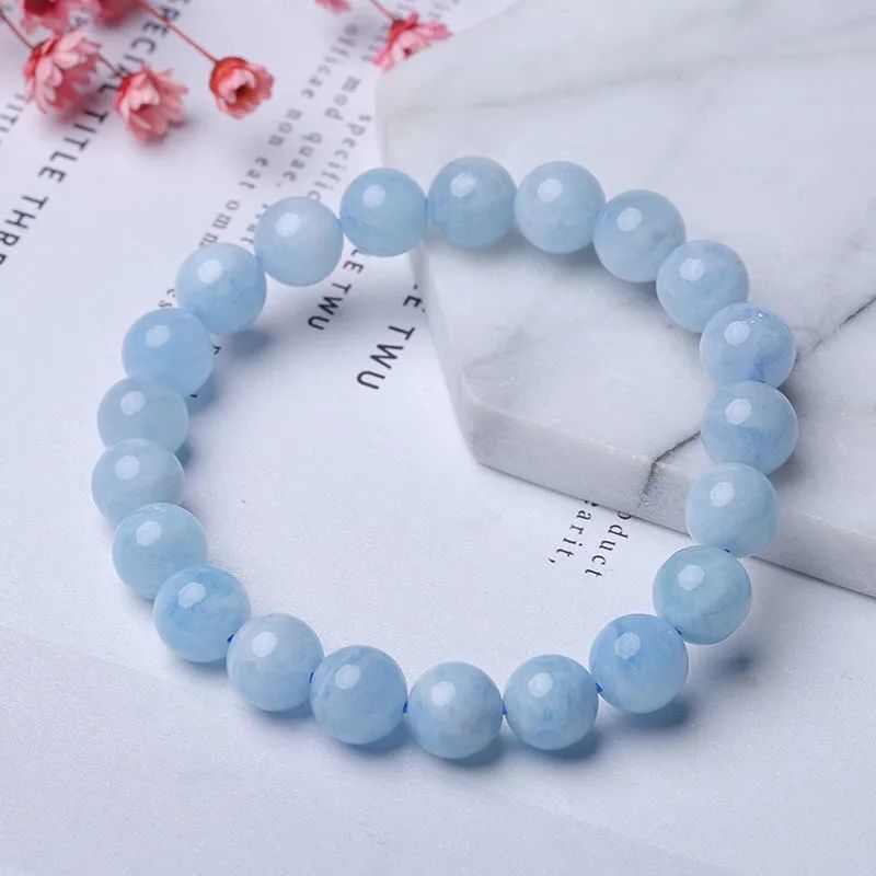 Blue Aquamarine Calming Bracelet - Grounding & Soothing - Buddha & Karma