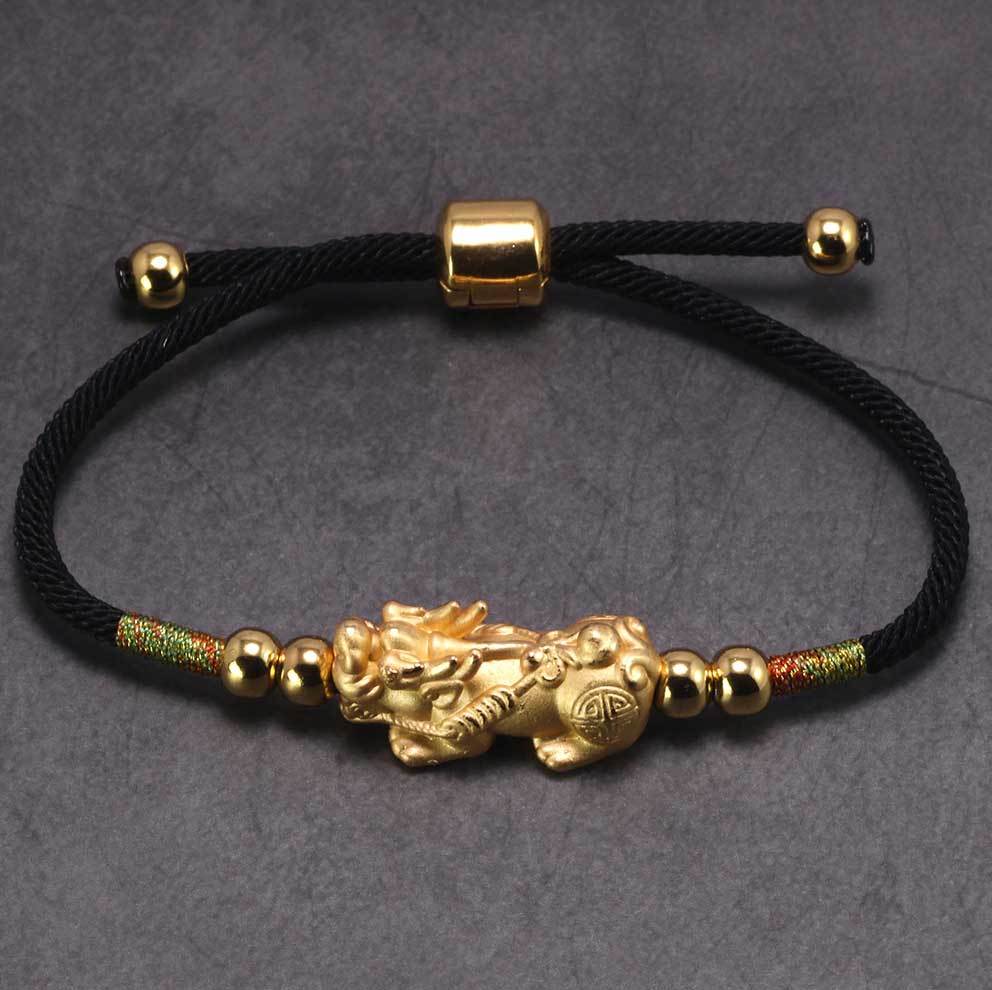 Feng Shui Piyao Wealth Bracelet - Red/Black String - Buddha & Karma