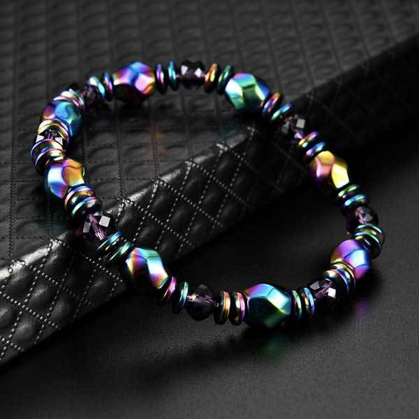 Rainbow Magnetic Hematite Wellness Bracelet - Buddha & Karma