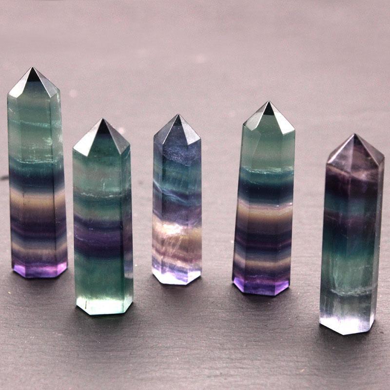 Rainbow Fluorite Wand - 7 Chakra Healing - Buddha & Karma