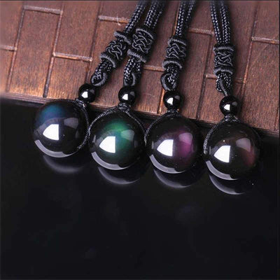Rainbow Obsidian Necklace - Eye of Truth - Buddha & Karma