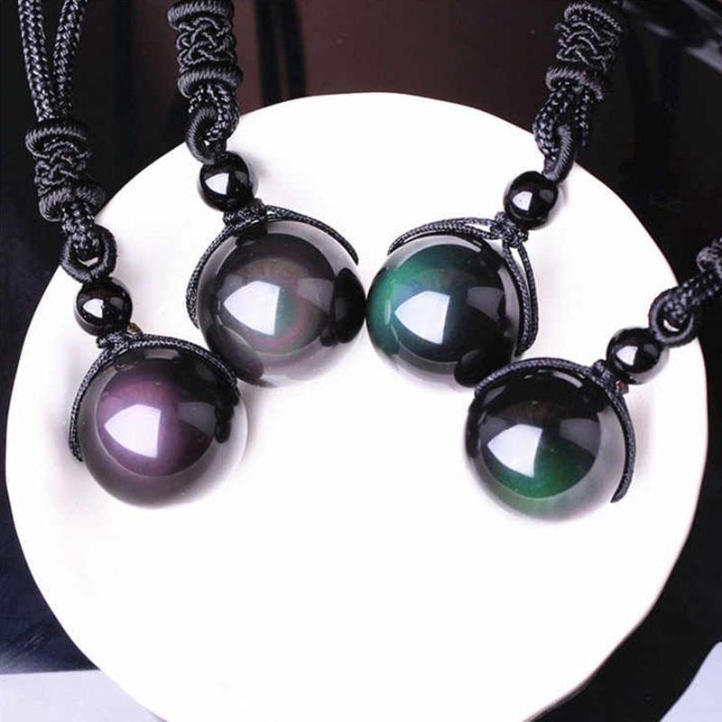 Rainbow Obsidian Necklace - Eye of Truth - Buddha & Karma