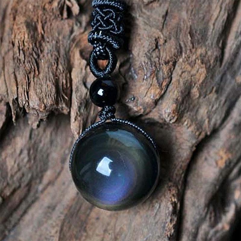 Rainbow Obsidian Necklace - Eye of Truth - Buddha & Karma