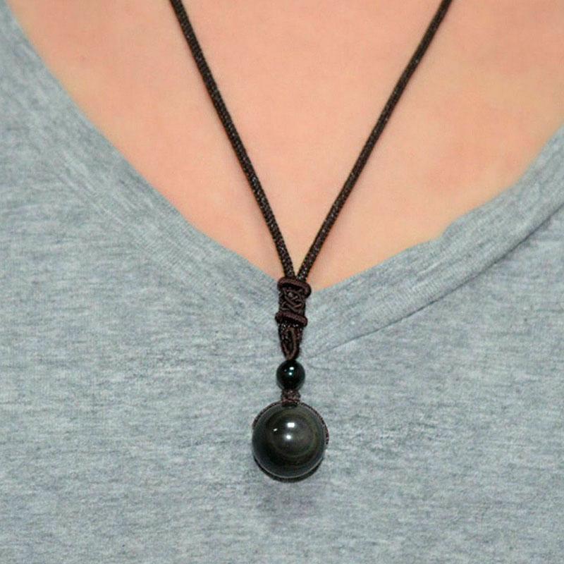 Rainbow Obsidian Necklace - Eye of Truth - Buddha & Karma