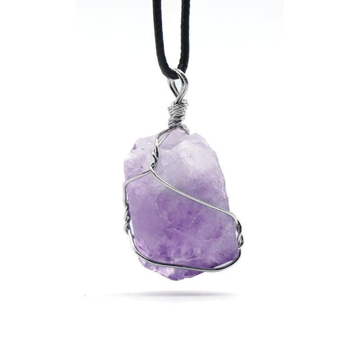 Raw Amethyst Pendant Necklace - Find Inner Peace - Buddha & Karma