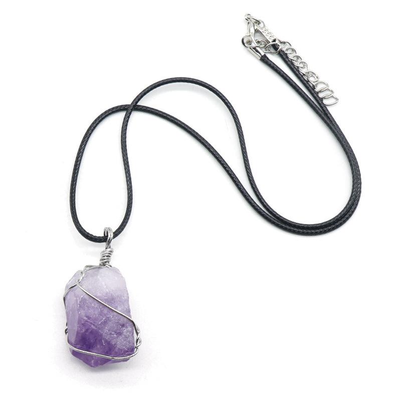 Raw Amethyst Pendant Necklace - Find Inner Peace - Buddha & Karma