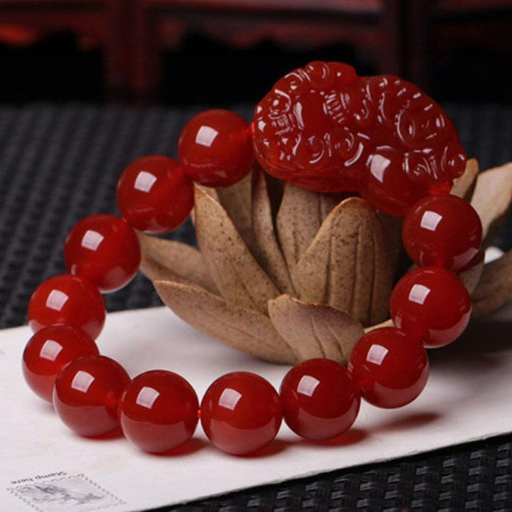 Red Agate Pixiu Bracelet - Preserve Wealth - Buddha & Karma