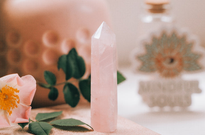 Rose Quartz Wand - Heart Chakra Healing - Buddha & Karma