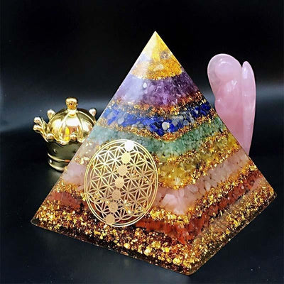 Seven Chakra Healing Orgone Pyramid - Buddha & Karma