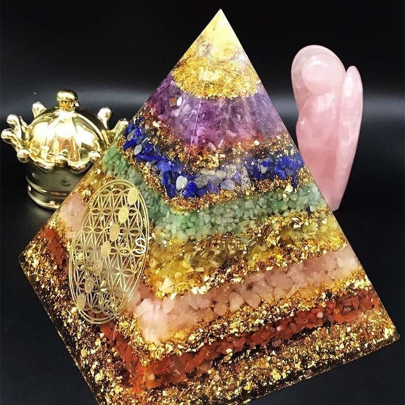 Seven Chakra Healing Orgone Pyramid - Buddha & Karma