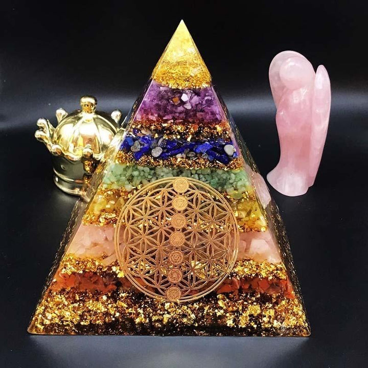 Seven Chakra Healing Orgone Pyramid - Buddha & Karma