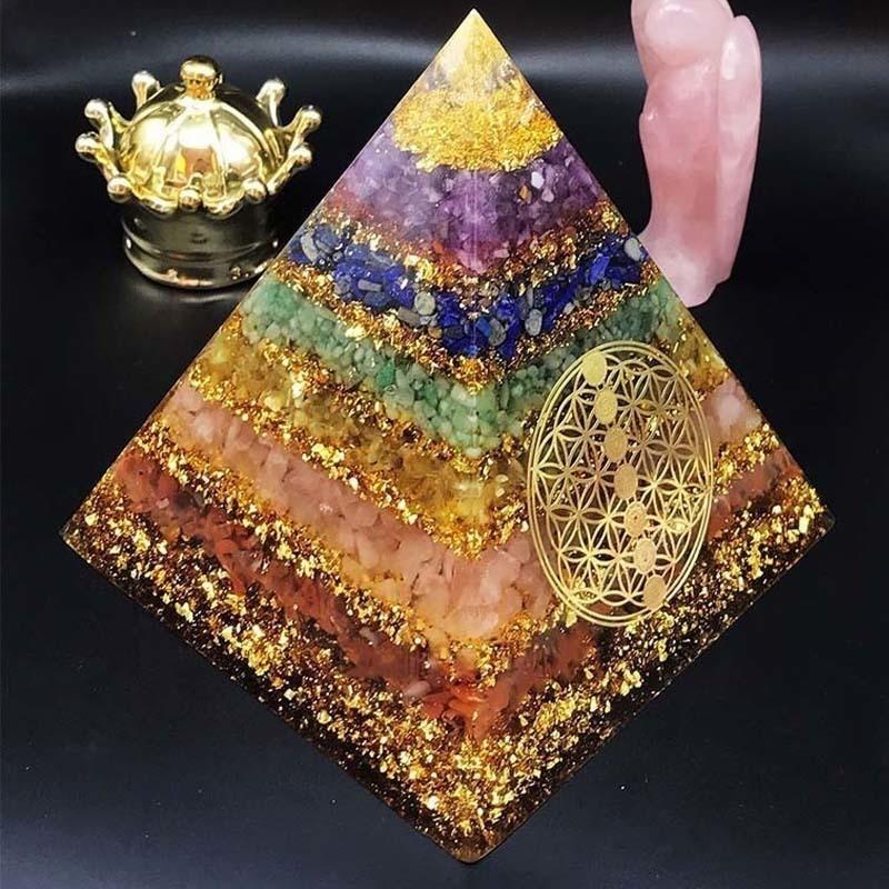 Seven Chakra Healing Orgone Pyramid - Buddha & Karma