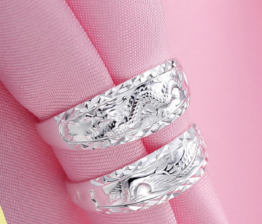 Silver Dragon and Phoenix Rings - Couple Rings - Buddha & Karma