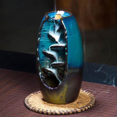 Smoke Waterfall Cone Incense Burner - Buddha & Karma