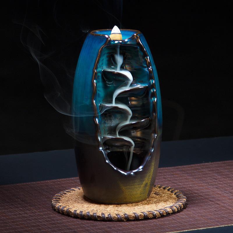 Smoke Waterfall Cone Incense Burner - Buddha & Karma